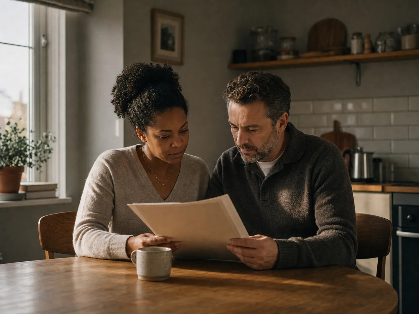 Family reviewing a large set of records